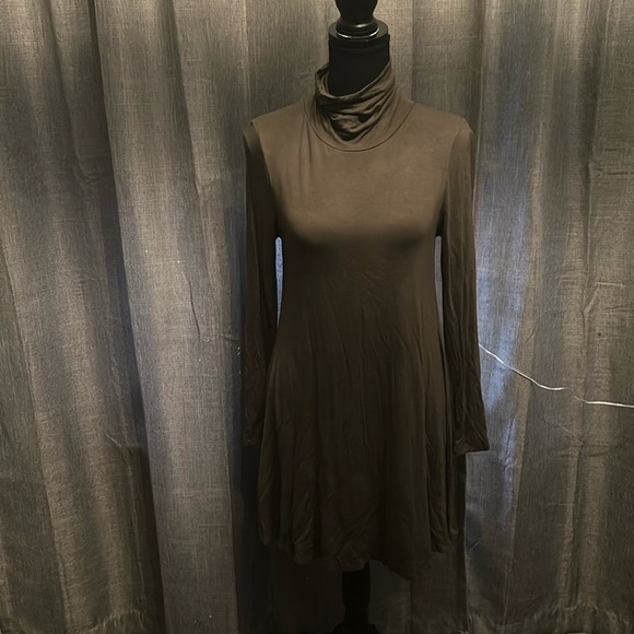 Green Brown Lulus Turtleneck Dress - Picture 1 of 4